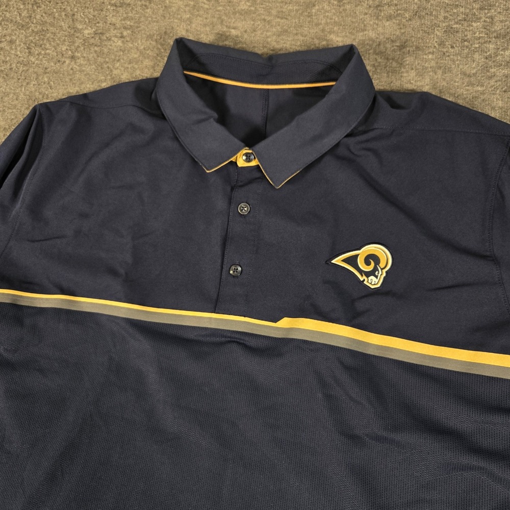 Nike Polo Shirt Mens 2XL Blue Los Angeles Rams NFL Onfield Apparel 746134-419
